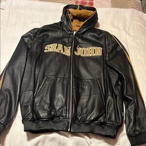 Sean John Black and Gold Bomber Jacket